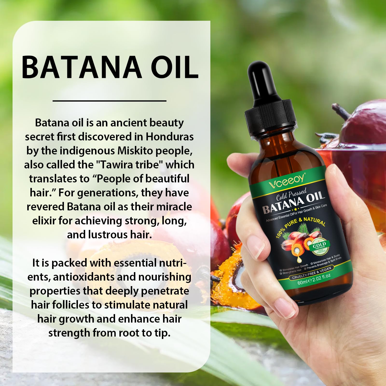 Vceeoy Batana Oil, texture pure, revitalise cheveux et sèche