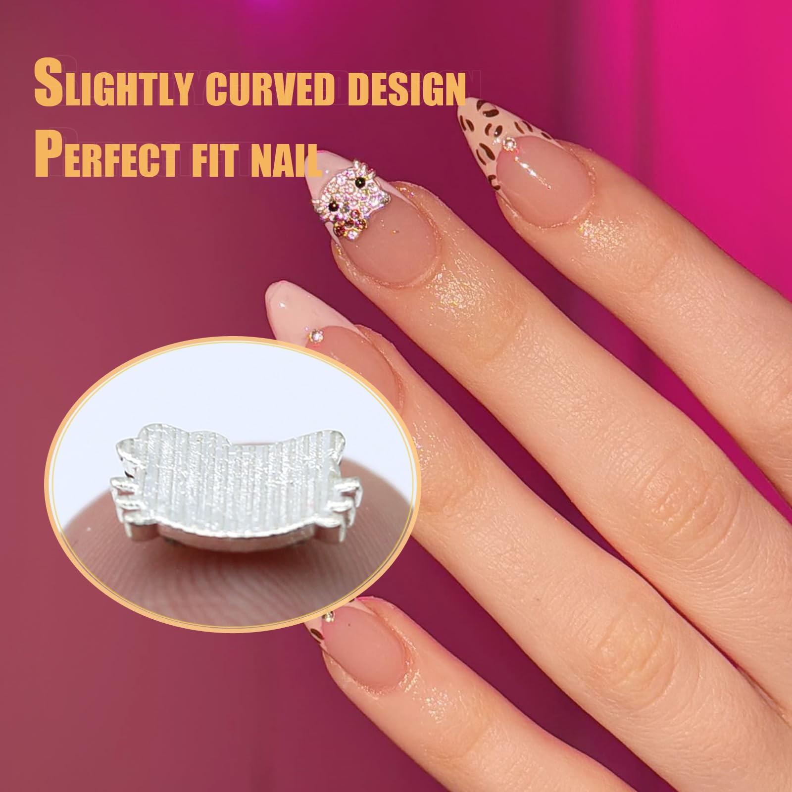 VCEOW accessoires ongles kawaii chat, six styles variés pour créativité quotidienne.