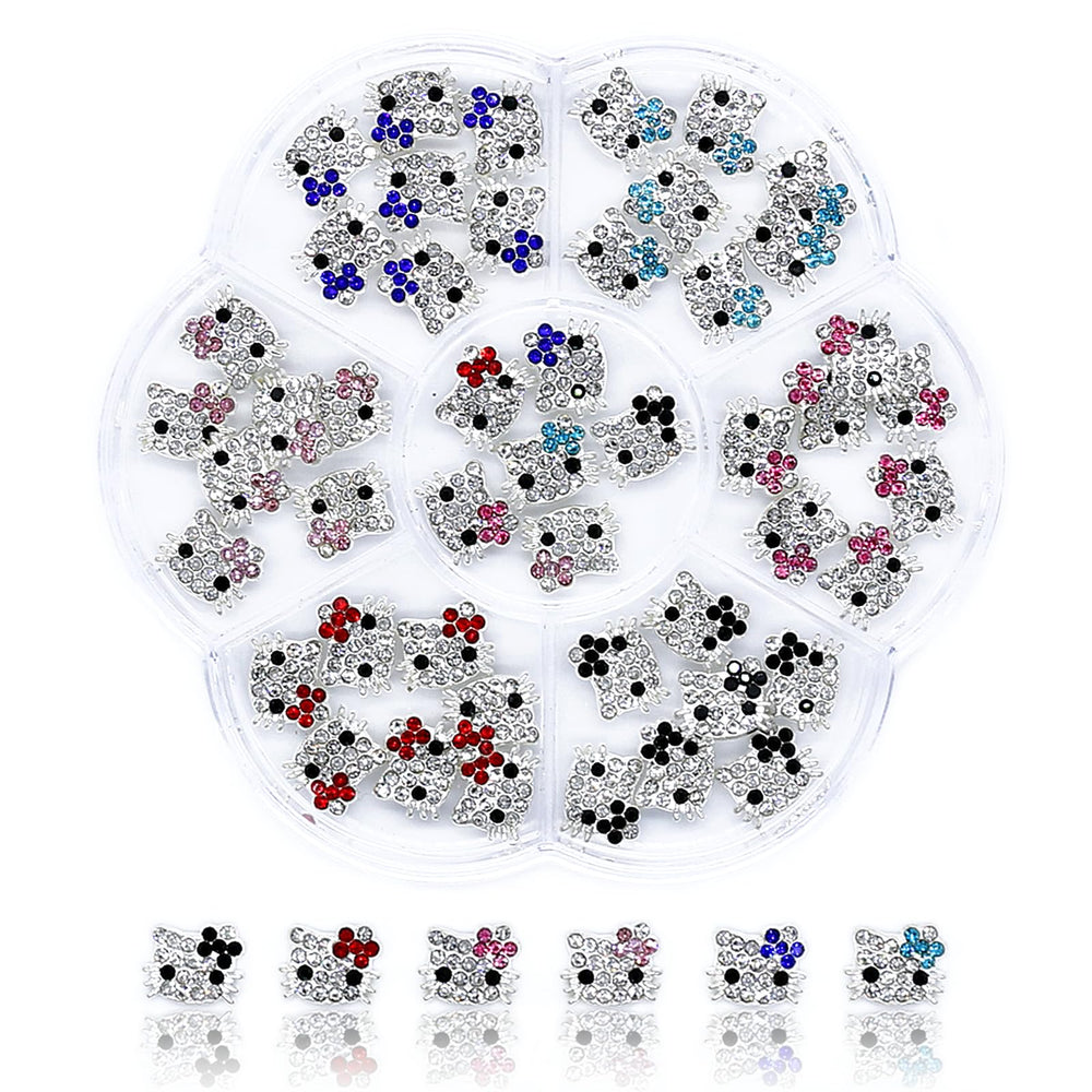 VCEOW ornements chats pour ongles, 48 pièces, six styles, idéal pour le fait soi‑même.