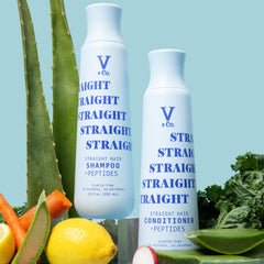 V&Co Straight Hair Shampoo bottle with aloe juice hydration emphasis