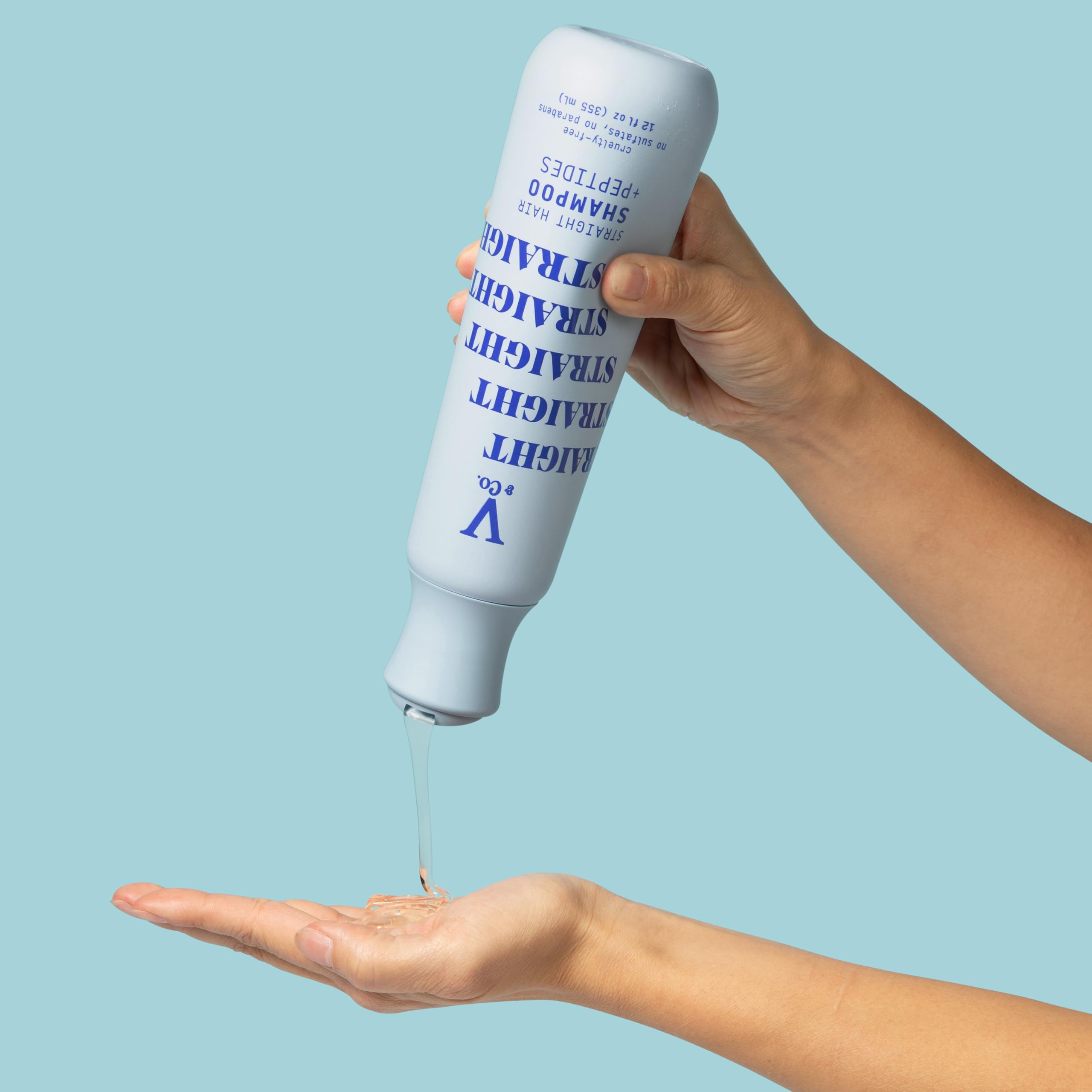 V&Co Straight Hair Shampoo packaging highlights up to 65% recycled materials
