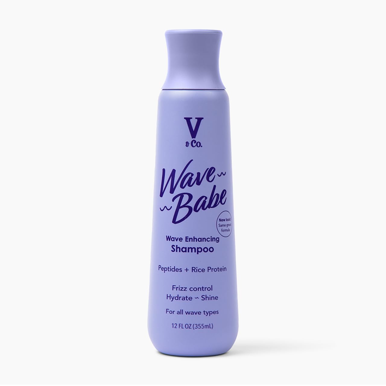 V&CO Wave Babe Shampoing ondulé en flacon, hydratation légère et définition des vagues.