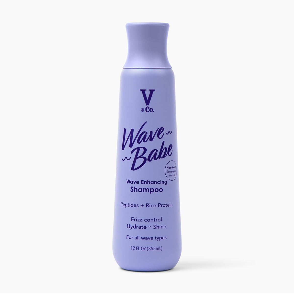 V&CO Wave Babe Shampoing ondulé en flacon, hydratation légère et définition des vagues.