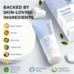 Veakoo crème graisse-boeuf visage, application douce.