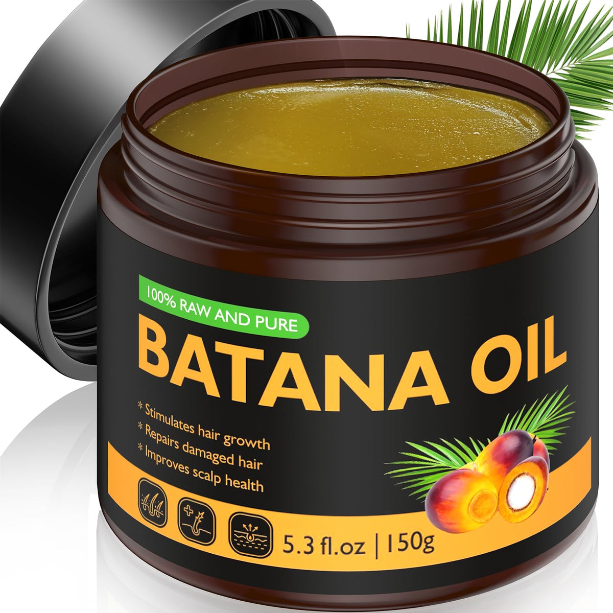 Veakoo Batana, bouteille brute d'huile pure pour nourrir les cheveux.