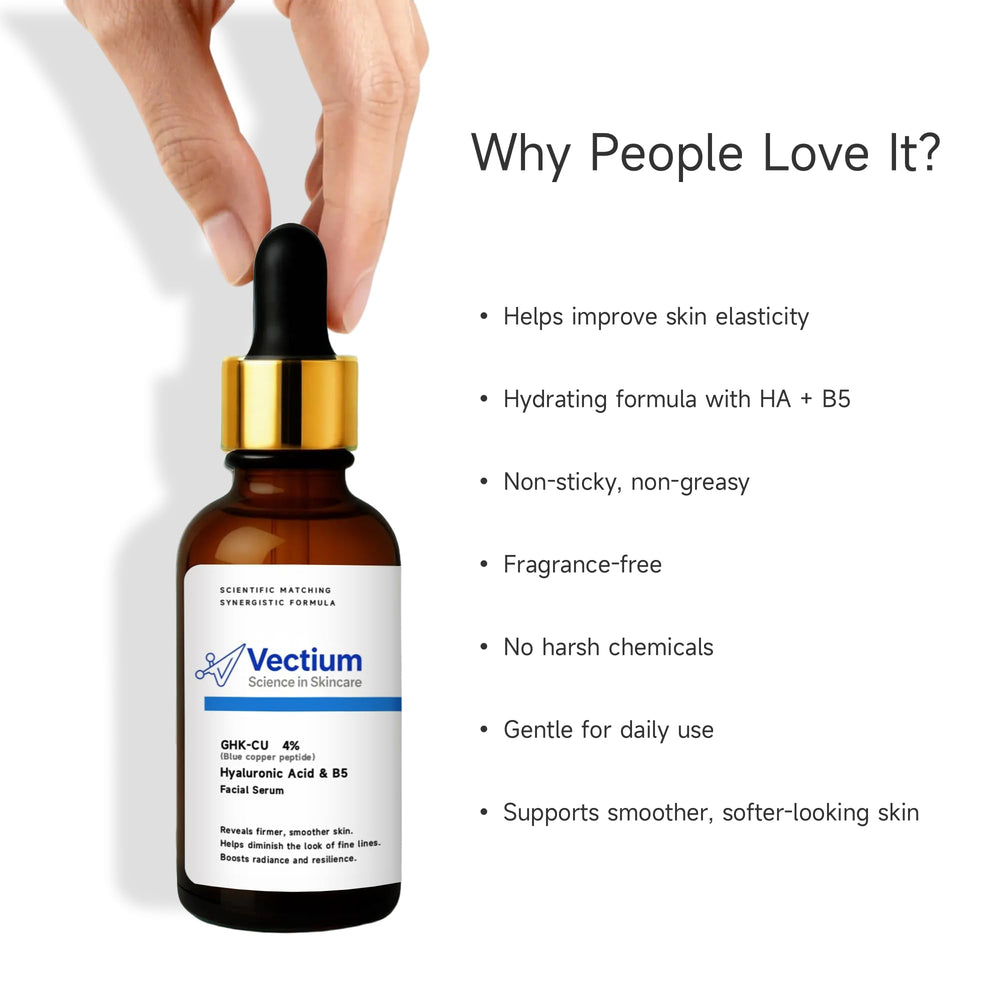 Vectium Sérum Bleu-Cuivre - Hyaluronique B5 soutient l’hydratation et la souplesse
