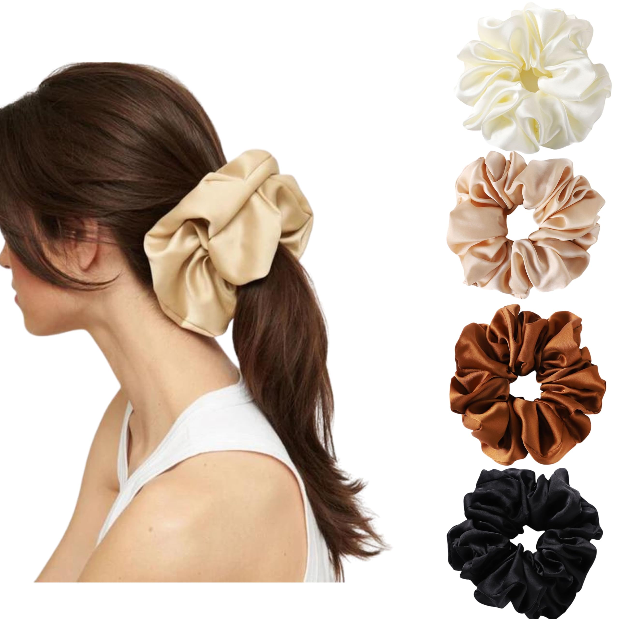VEDO SHIPIN scrunchies satin XXL, douceur au toucher et maintien fiable.