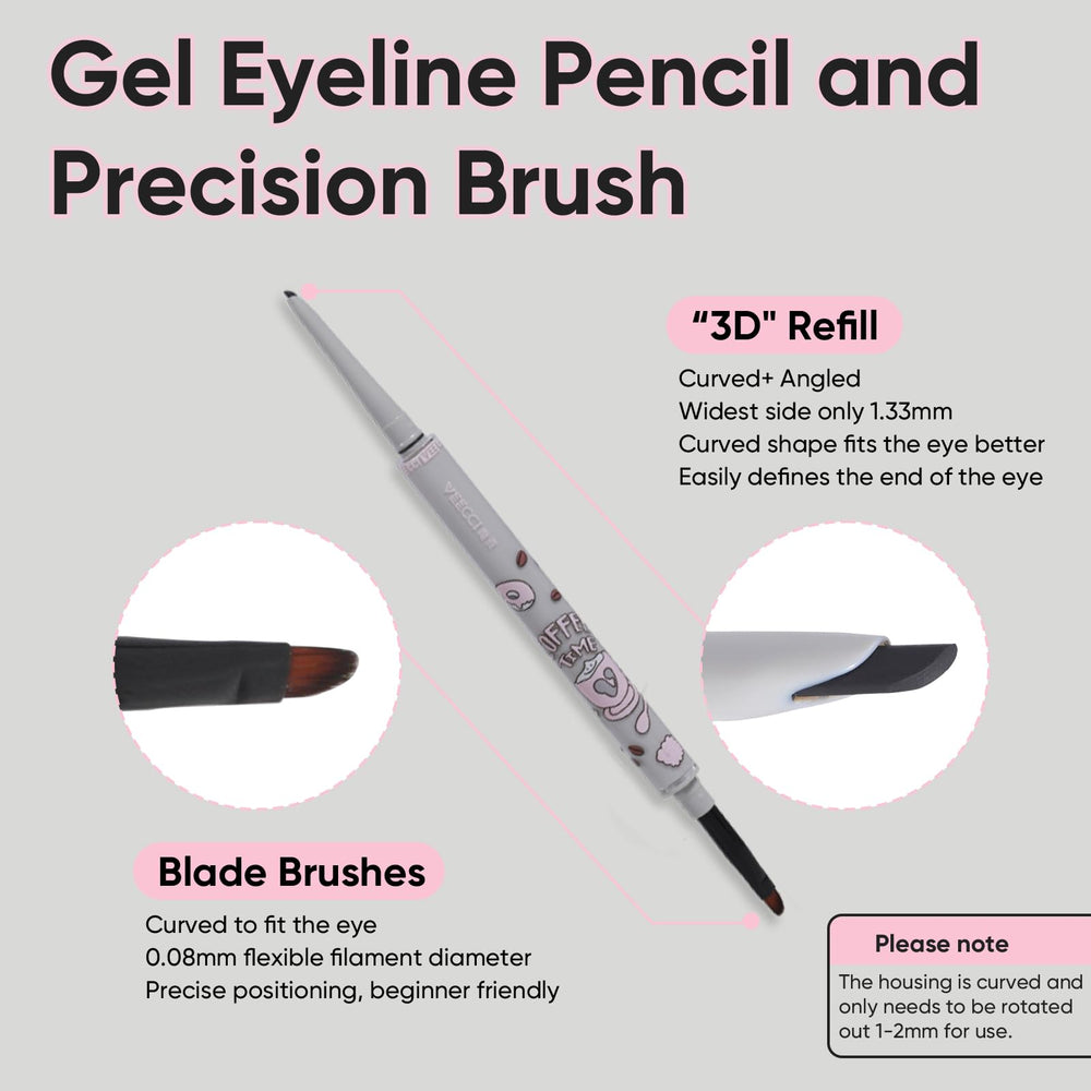VEECCI crayon gel pointe ultra fine 0,08 mm pour tracé précis.