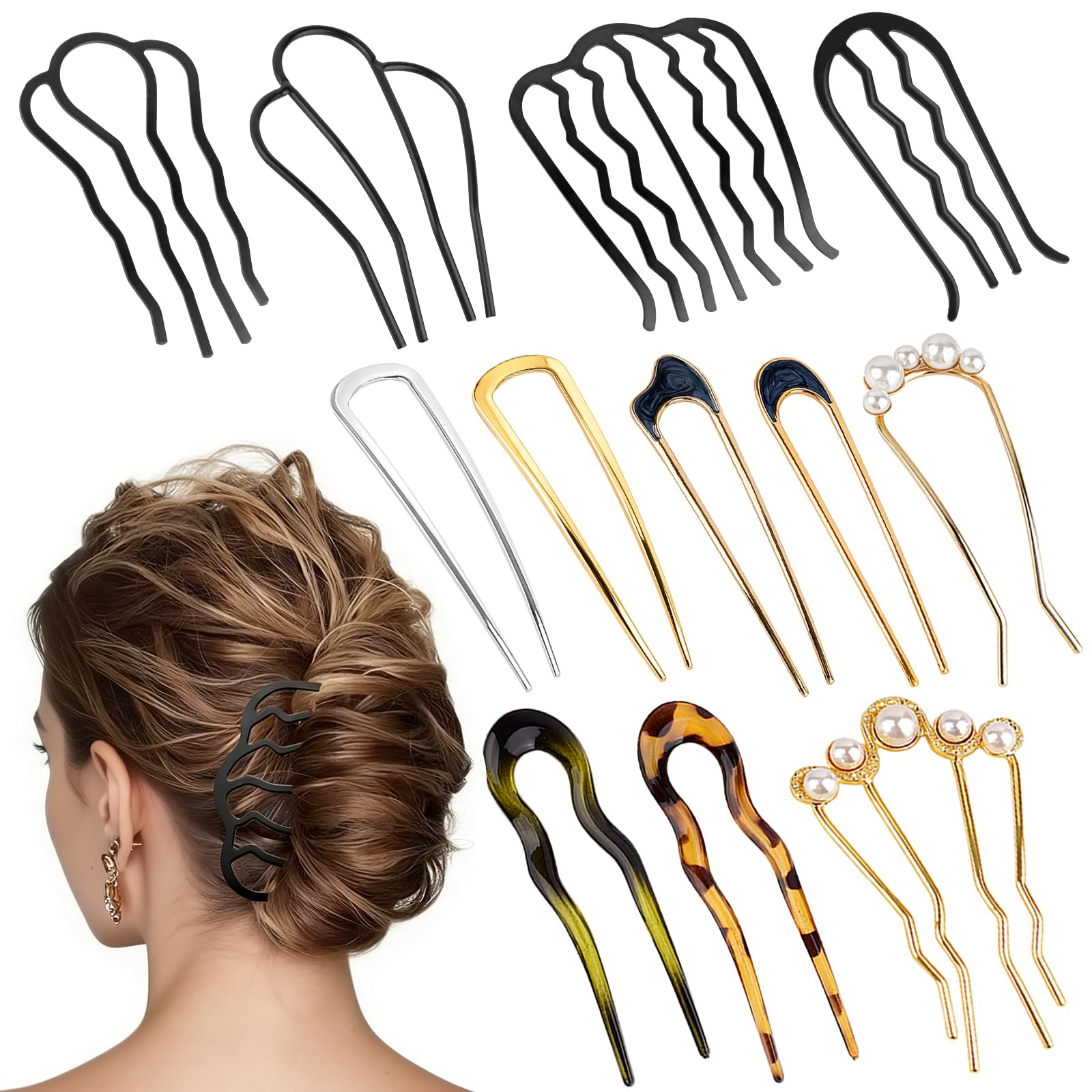 VEEVIIY attache-cheveux latérales métalliques, 12 pièces, tenue durable au quotidien.