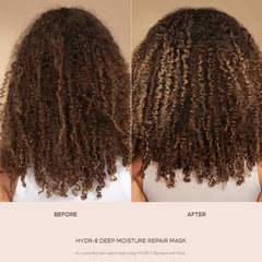 Cheveux plus lisses et hydratés après utilisation avec HYDR-8