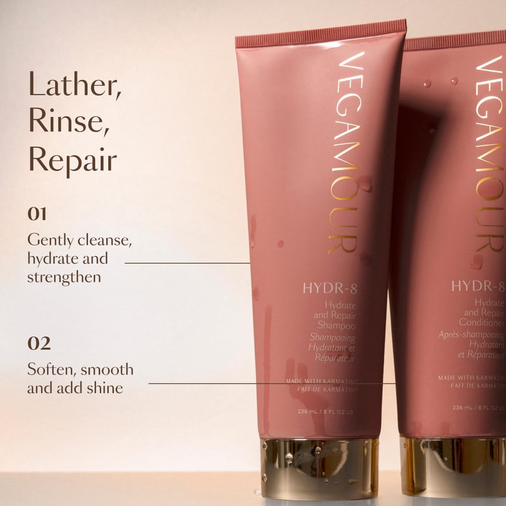 Après-shampoing VEGAMOUR HYDR-8 en action, effet après rinçage