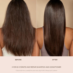 Cheveux hydratés après l’utilisation de VEGAMOUR HYDR-8 look lisse