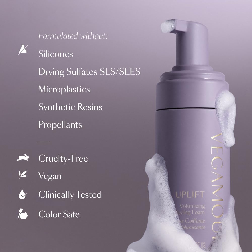 VEGAMOUR UPLIFT Mousse-volume application rapide : deux à trois pressions suffisent
