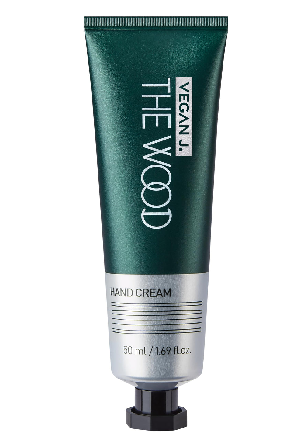 VEGAN J. Crème mains bois-ambre-vert : parfum boisé et hydratation durable.