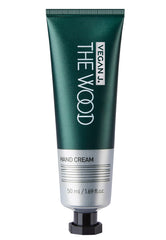 VEGAN J. Crème mains bois-ambre-vert : parfum boisé et hydratation durable.