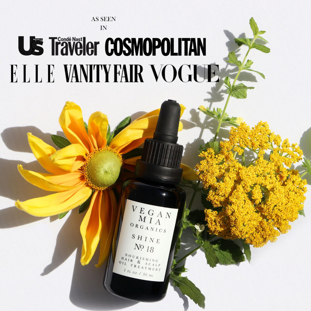 Vegan Mia nourrit cheveux avec argan-castor-jojoba pour plus de brillance et vigueur.