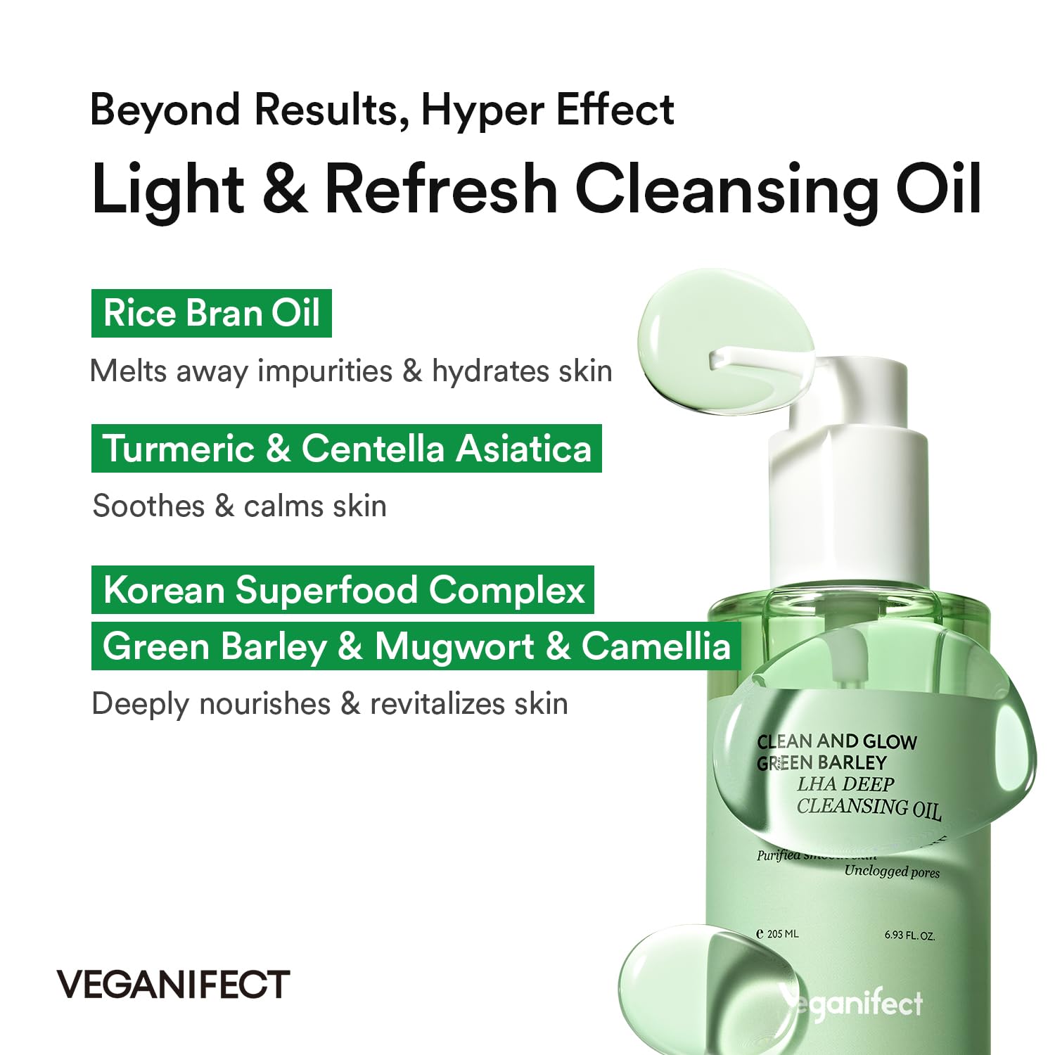 Cleansing oil being rinsed away with water from VEGANIFECT