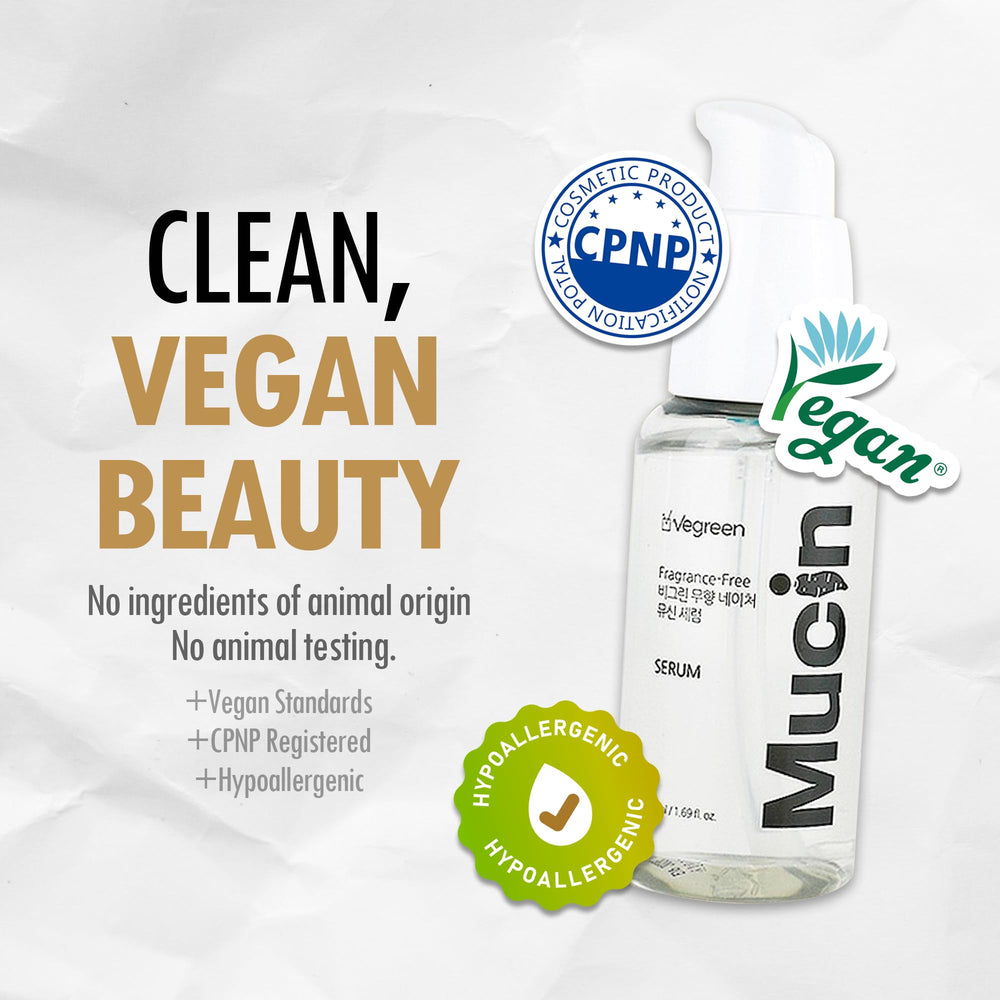 VEGREEN Serum Mucin – routine simple pour un teint lumineux.