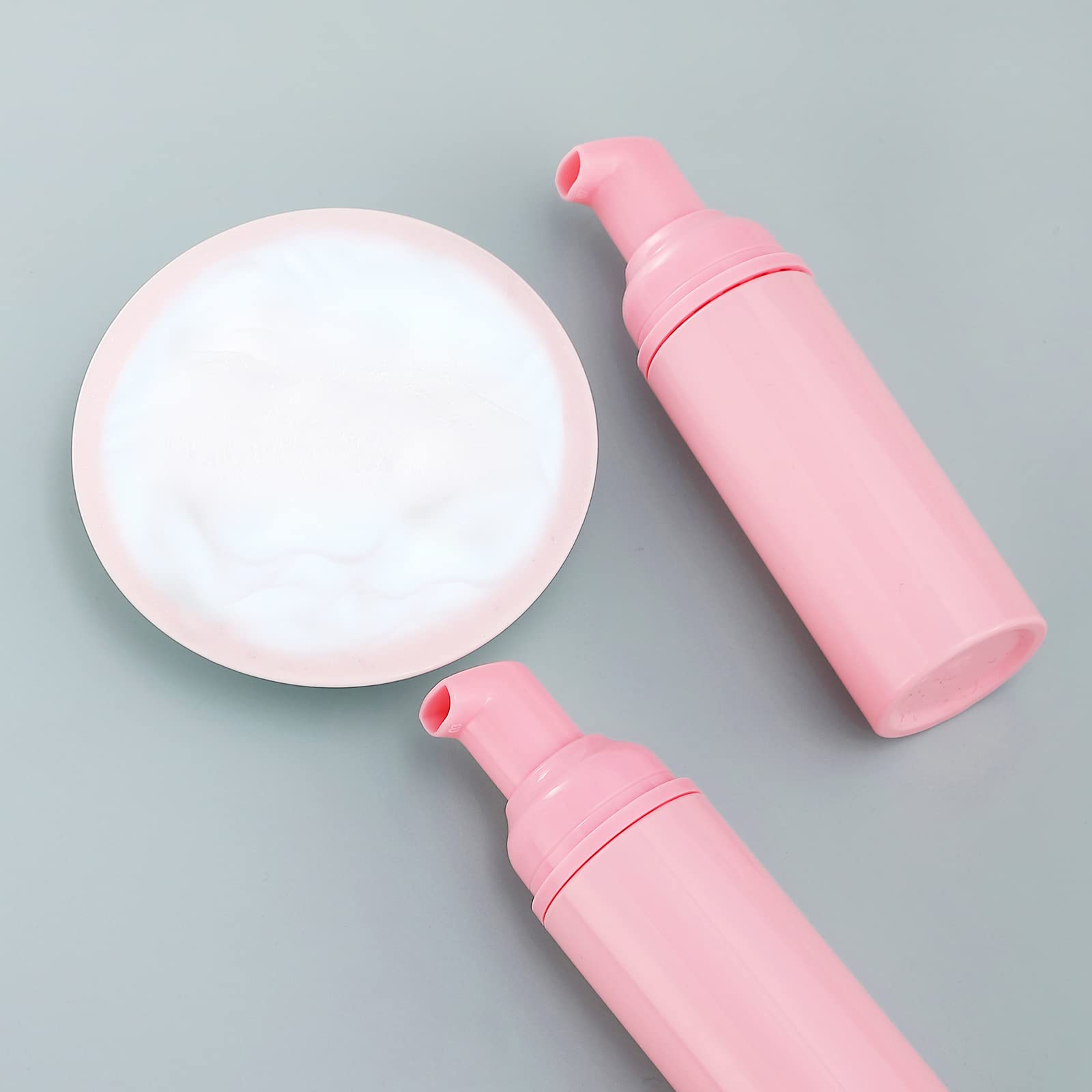 VEIDIA flacons mousse rose 60 ml, compact et hermétique pour le sac.