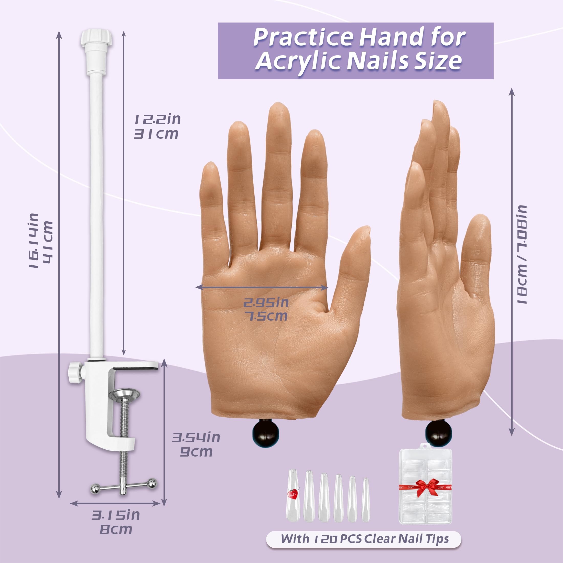 Doigts flexibles permettant des angles de travail adaptés au nail art