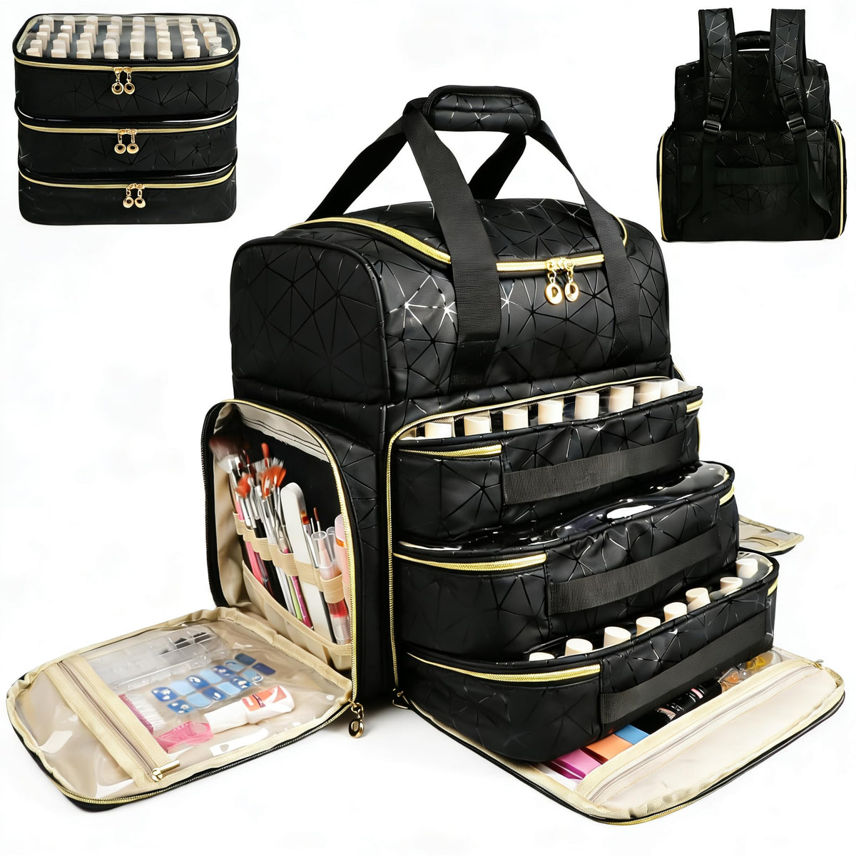 Veirdro sac-organisateur ongles 130 bouteilles, rangement sûr et accessible.