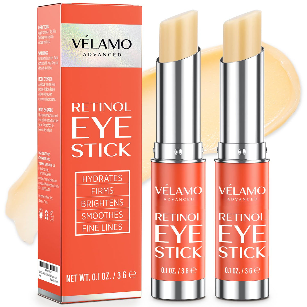 VELAMO ADVANCED bâton-contour-yeux rétinol: application pratique pour un regard lumineux.
