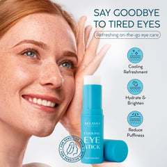 VELAMO ADVANCED Cooling Eye Stick in use on under-eye skin.