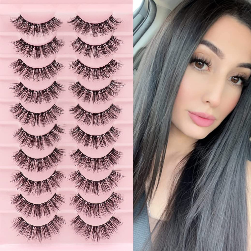 Cils Veleasha bandes transparentes, 10 paires, look naturel et durable.