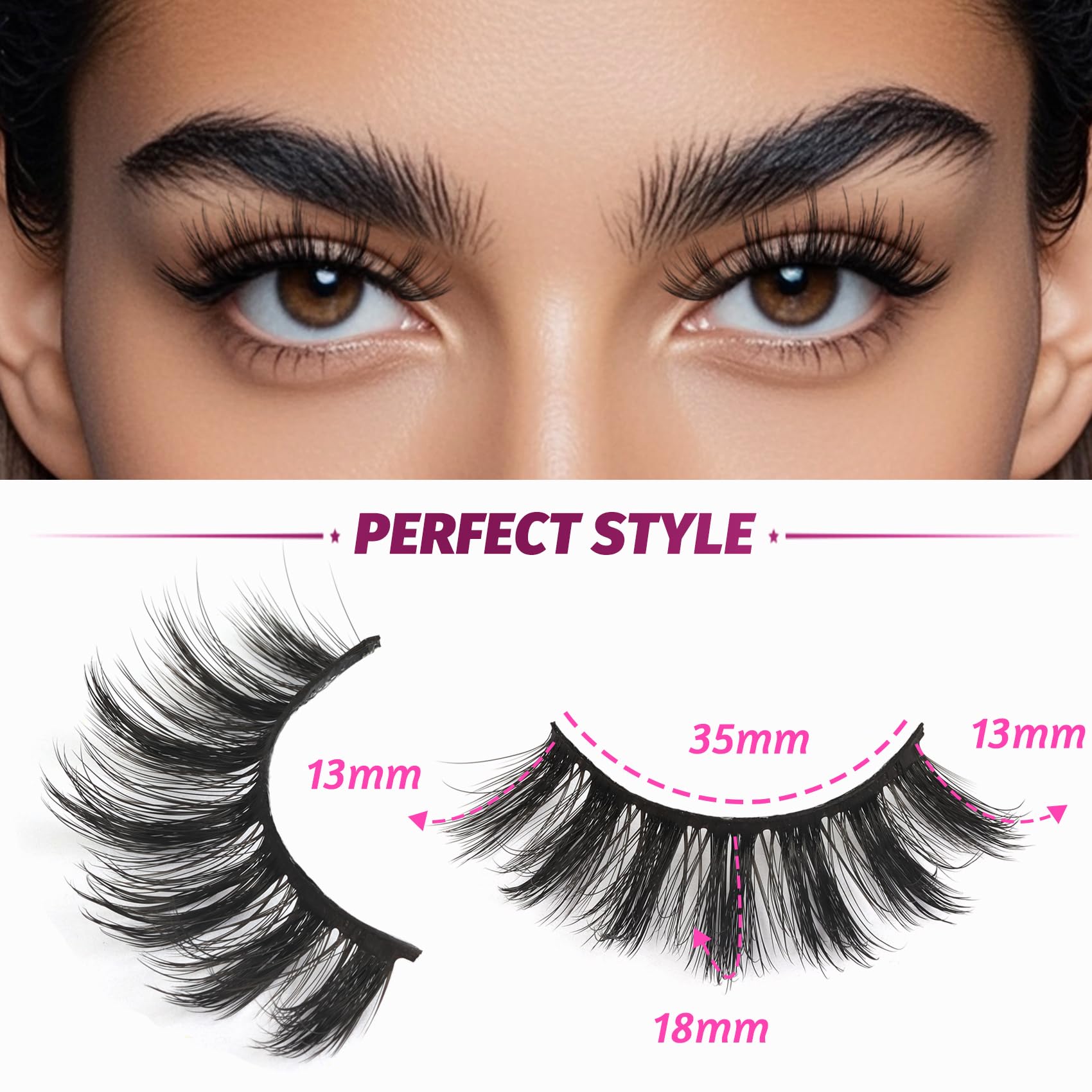 Cils Veleasha 3D vison synthétique pour un volume dense.