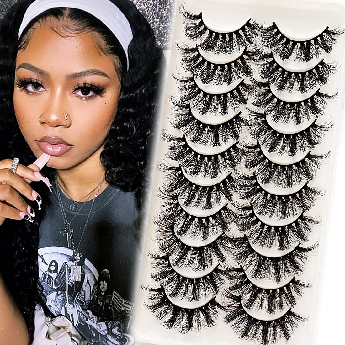 Veleasha Cils 6D – boîte d'emballage prête à porter pour différents looks.