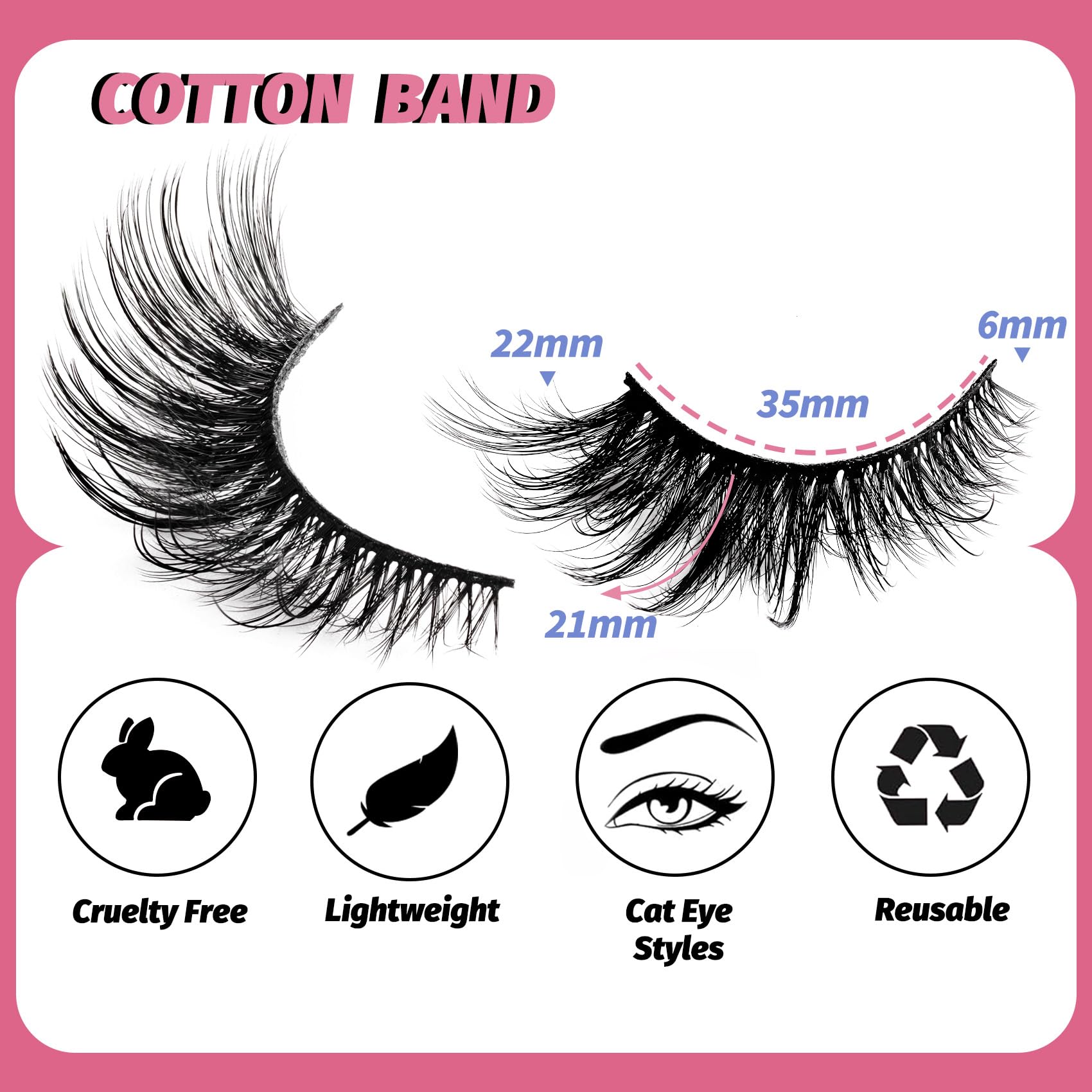 Kit de 7 paires Veleasha en faux mink, réutilisables jusqu a dix fois.