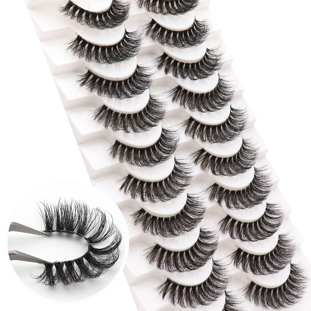 Cils Veleasha faux mink avec effet extension et bande claire, application rapide.