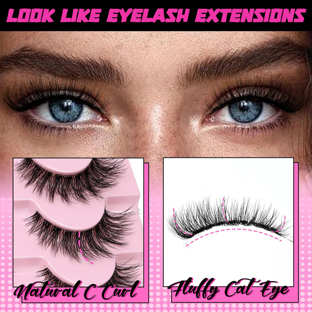 Cils Veleasha faux vison synthétique pour un effet doux.