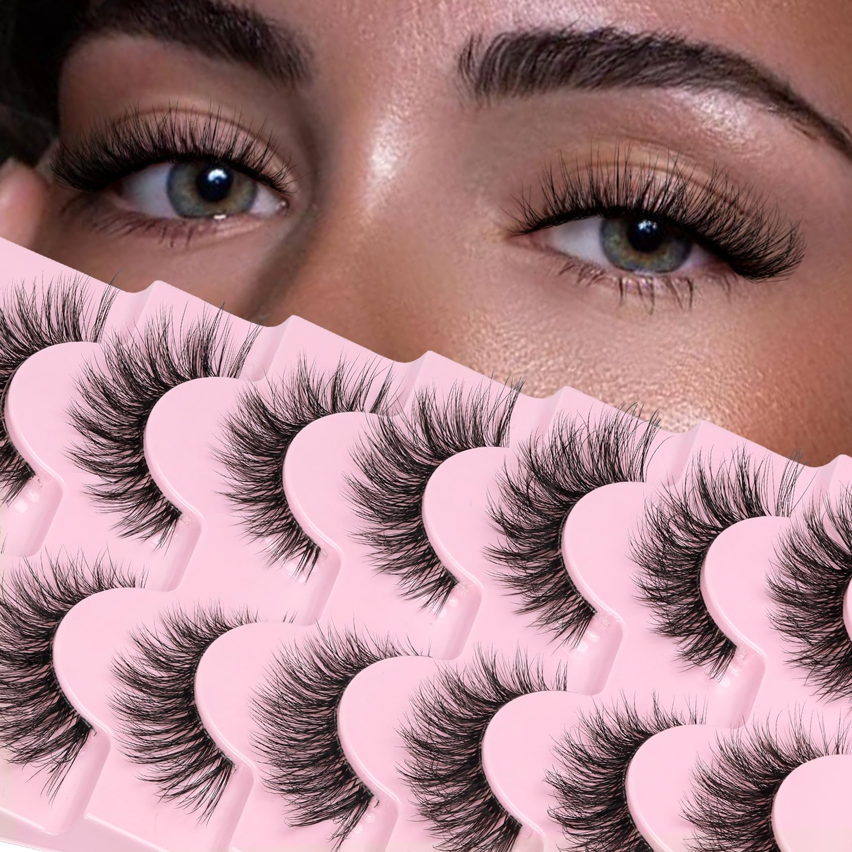 Cils Veleasha naturels fluff avec bande claire pour un look discret.