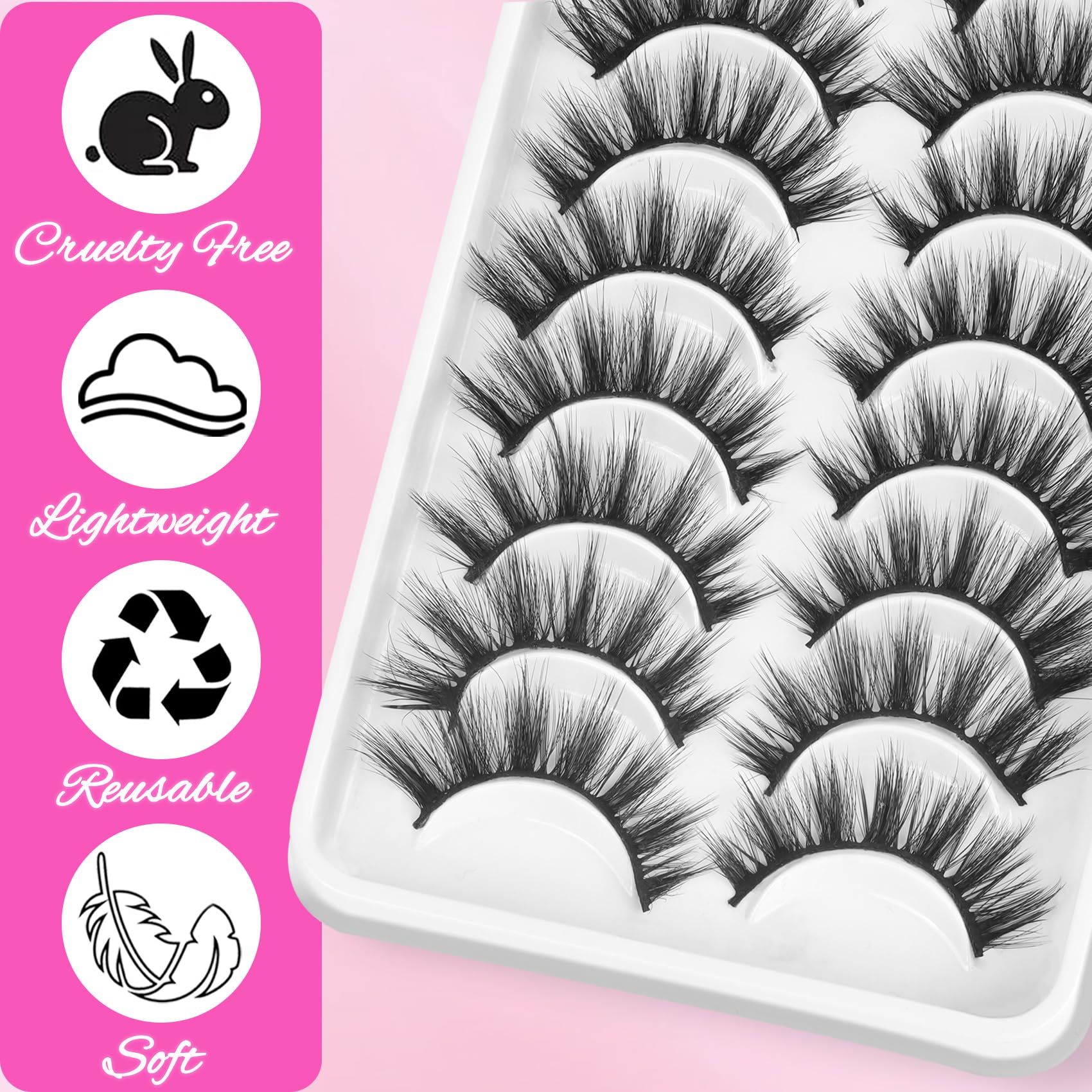 Cils Veleasha – pack dix paires, pratique pour varier les styles.