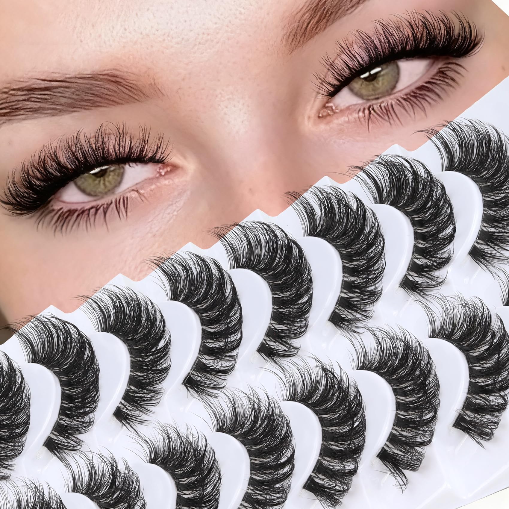 Cils Veleasha russe avec bande transparente et courbe en D pour un look durable.