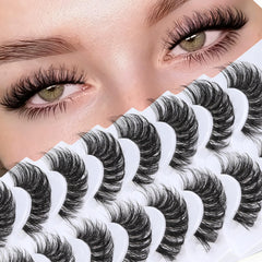 Cils Veleasha russe avec bande transparente et courbe en D pour un look durable.