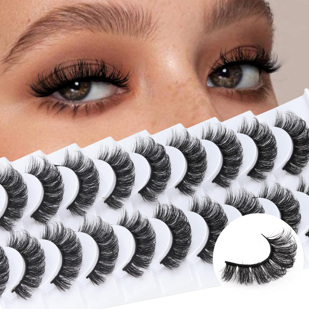Veleasha D03: boîte 10 paires cils D Curl pour un regard dense.