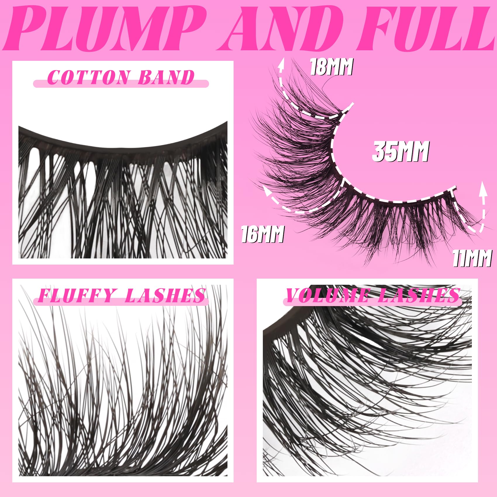 Cils Veleasha volume duveteux 11-18 mm, fibres fines pour un regard plus profond.