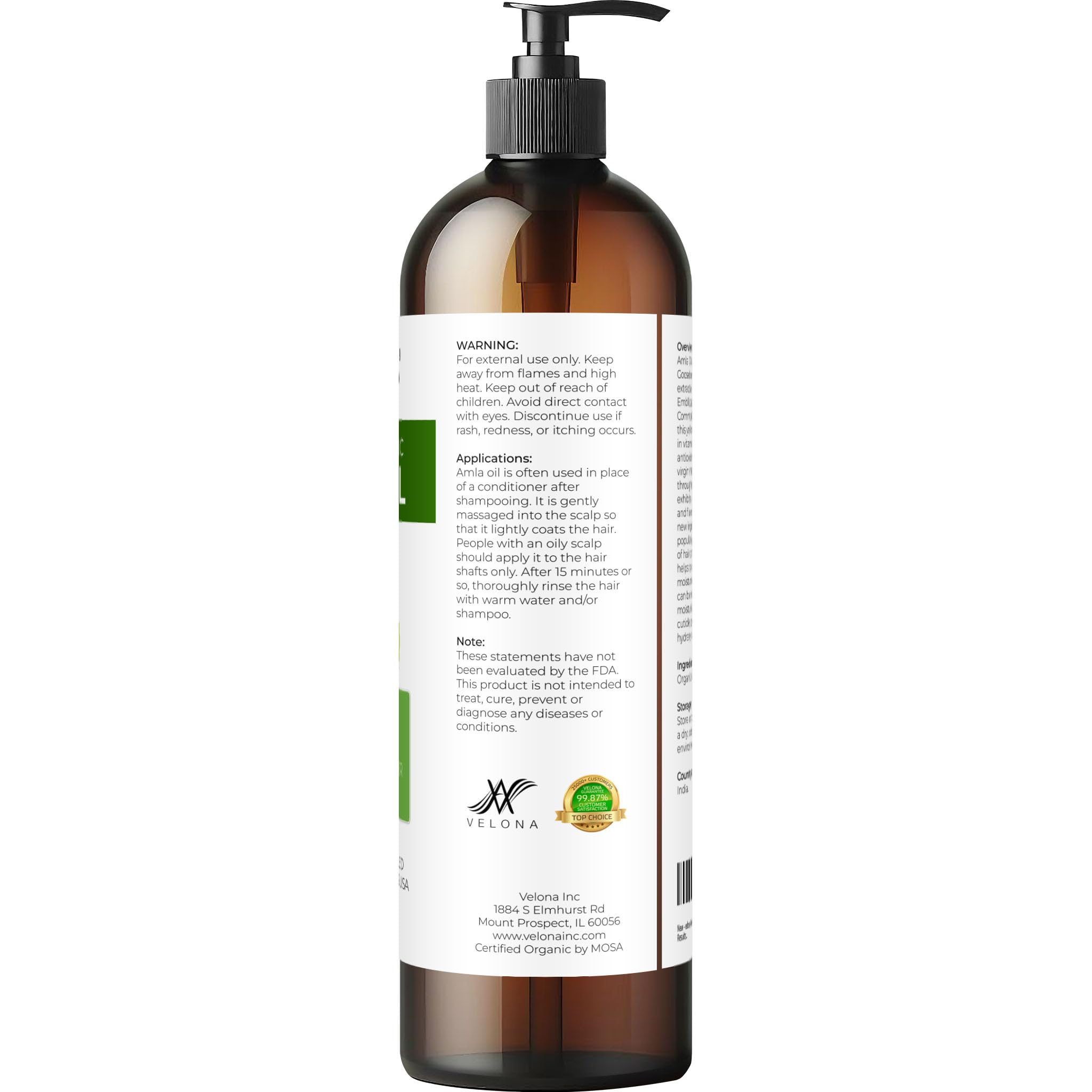 Velona Amla huile - capuchon noir pour une conservation pratique.