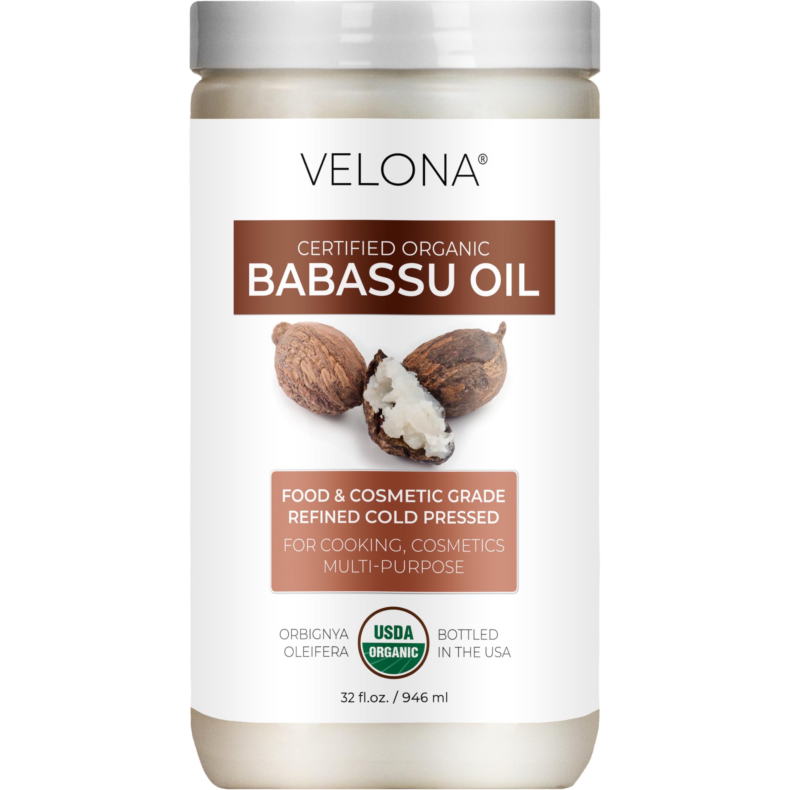 Velona Babassu Oil – présentation bouteille, huile naturelle pour peau et cheveux