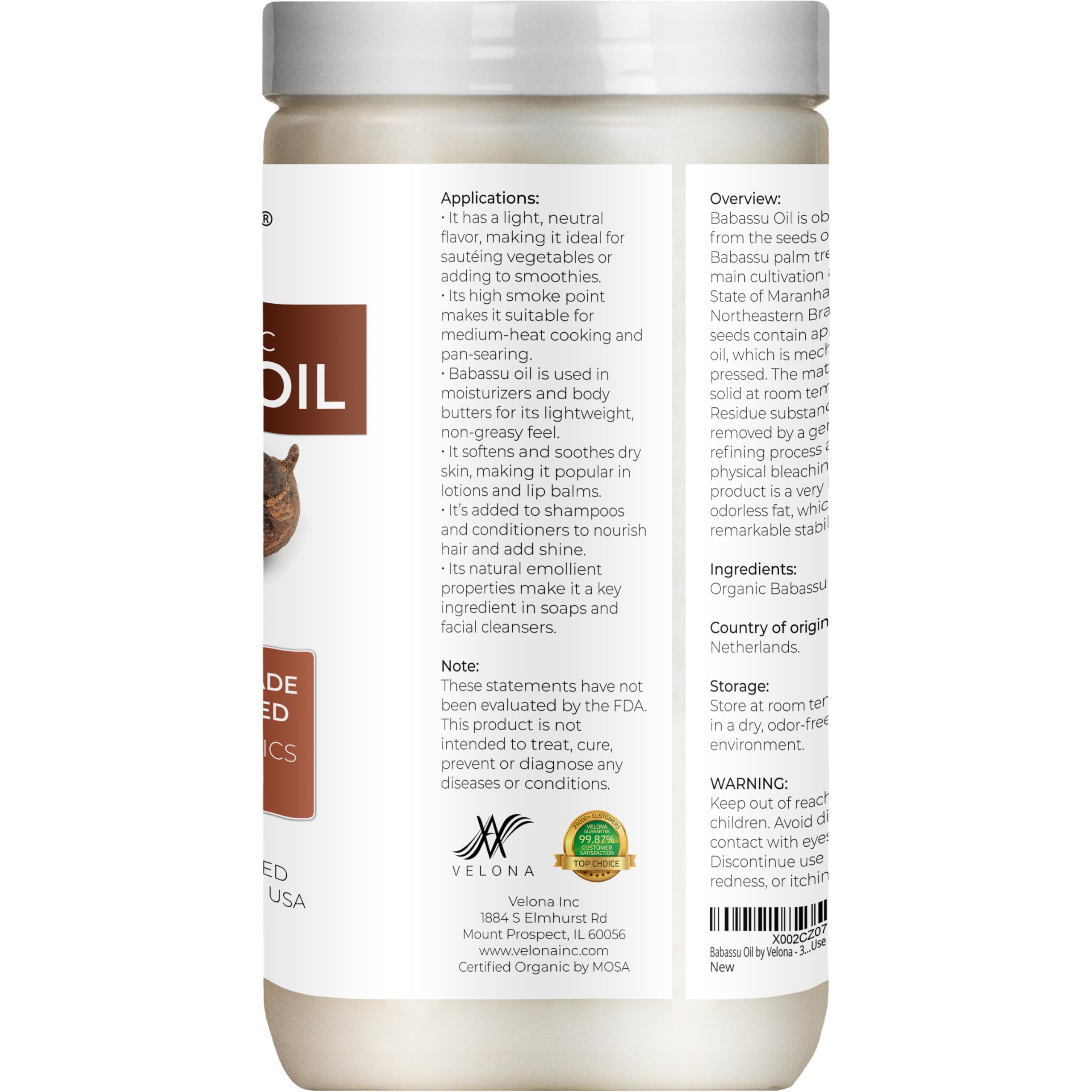 Velona Babassu Oil – utilisation maison pour soins peau et massages