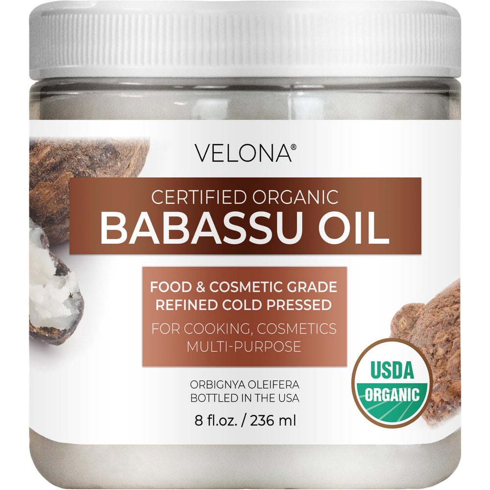 Velona Babassou — bouteille transparente montrant l'huile pure et légère.