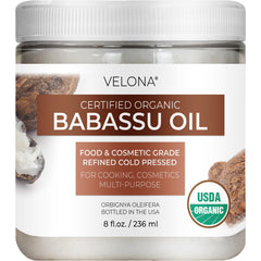 Velona Babassou — bouteille transparente montrant l'huile pure et légère.