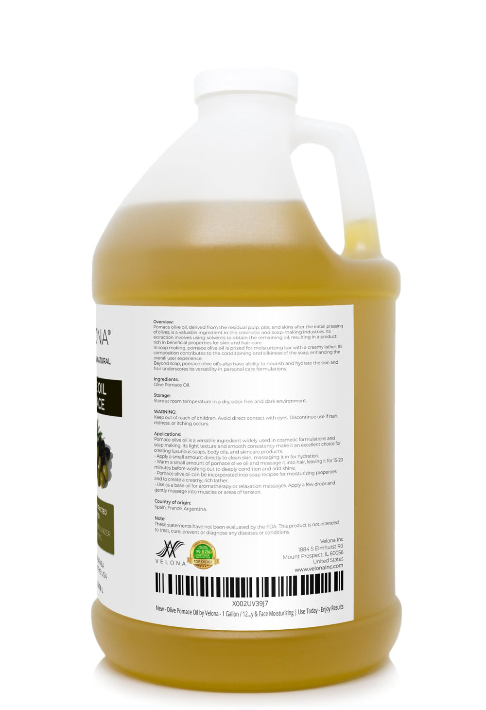 Velona huile d'olive pomace — soin hydratant pour peau sèche et confortable.
