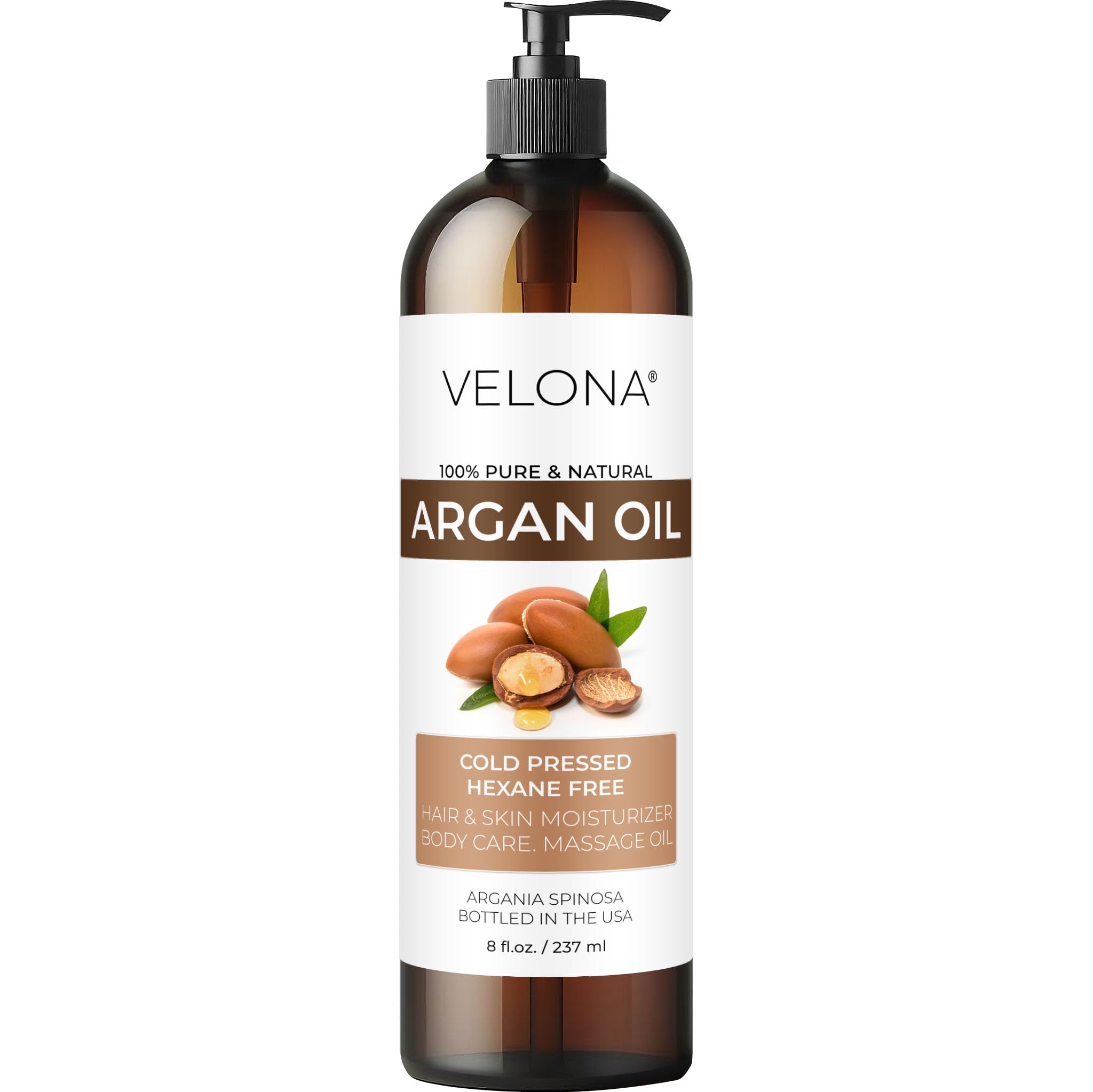 Velona huile d’argan – bouteille, texture légère pour peau et cheveux, douceur naturelle.