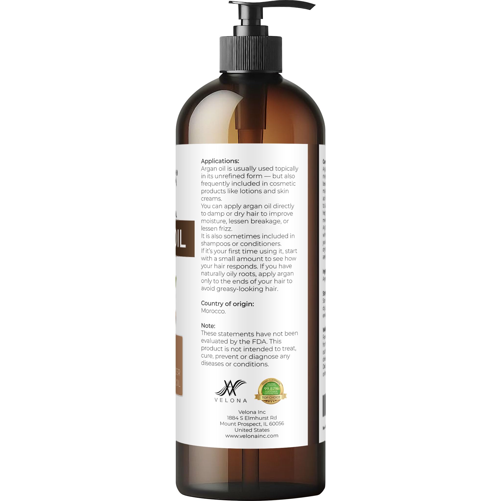 Soin visage et corps Velona huile d'argan pour routine quotidienne.