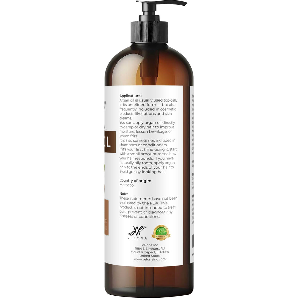 Soin visage et corps Velona huile d'argan pour routine quotidienne.