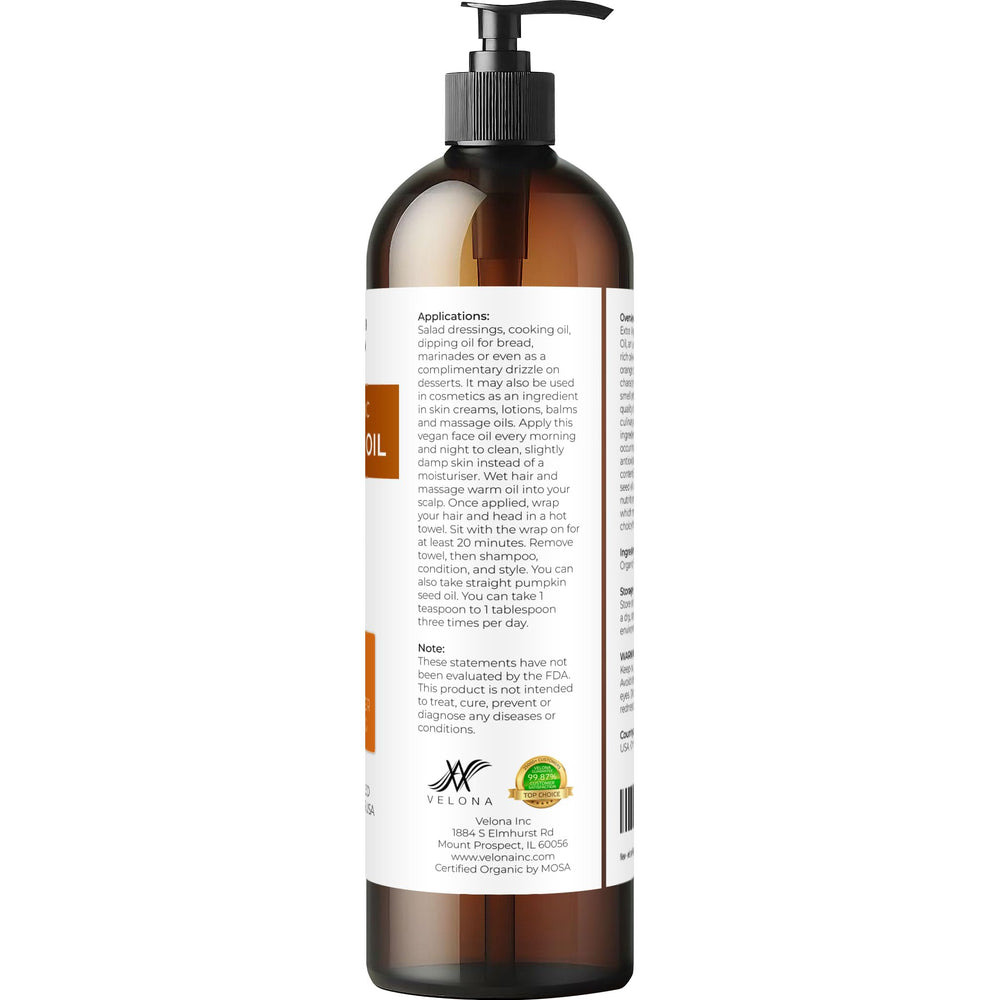 Velona huile de pépins de citrouille — soin cheveux, glisse agréable et nourrissante.