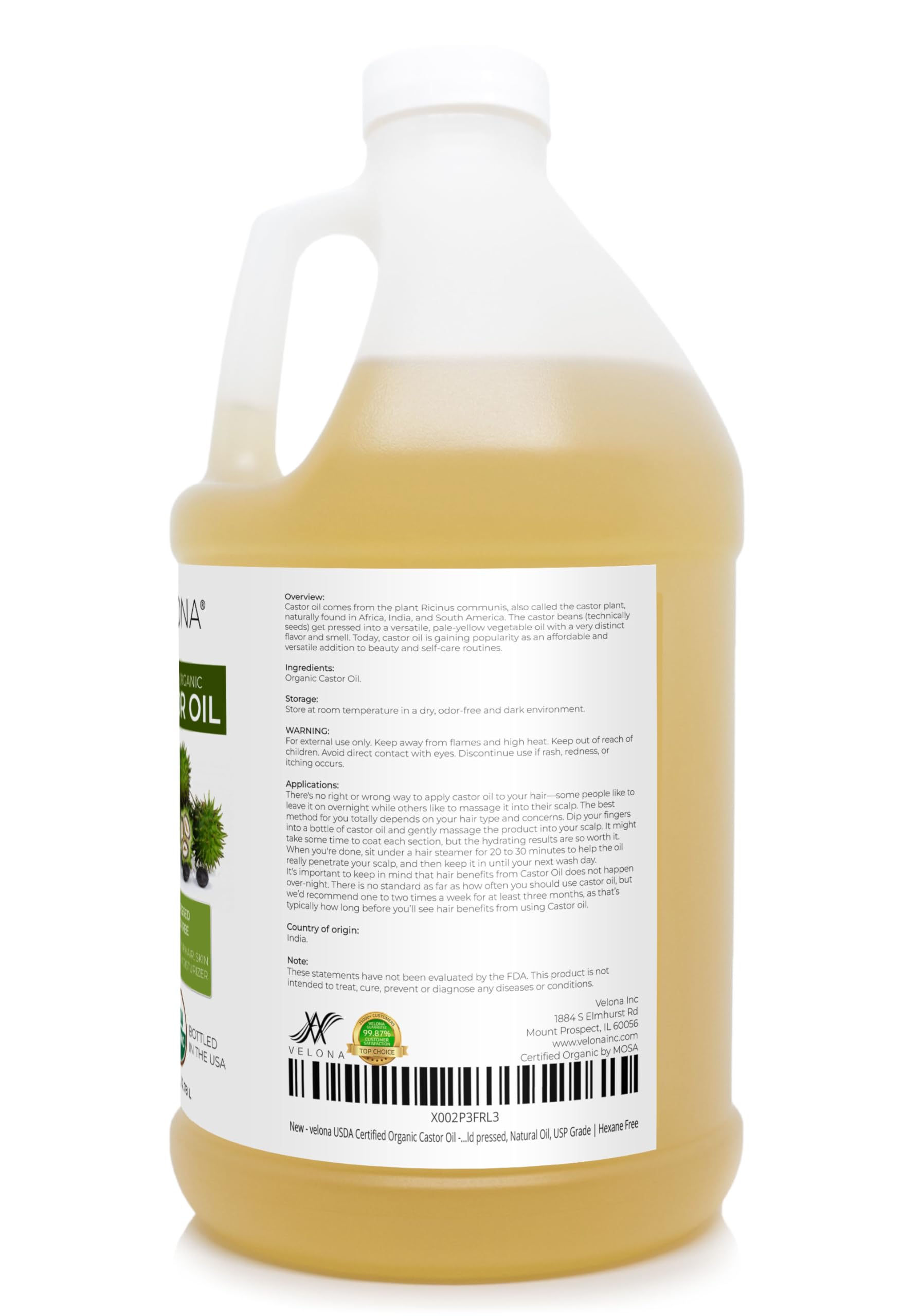 Velona huile de ricin — cheveux brillants après application